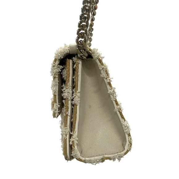 Auth JIMMY CHOO Lever Beige White Straw Leather Shoulder Bag - Picture 5 of 11